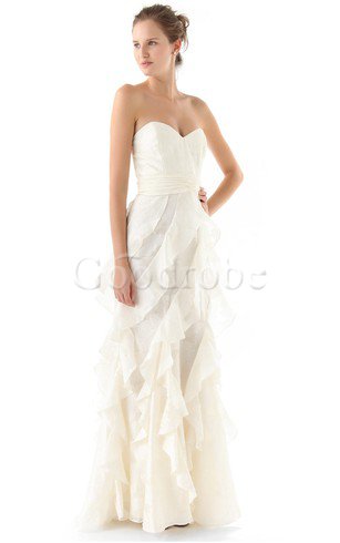 Robe de mariée longue naturel fermeutre eclair textile taffetas col en forme de cœur
