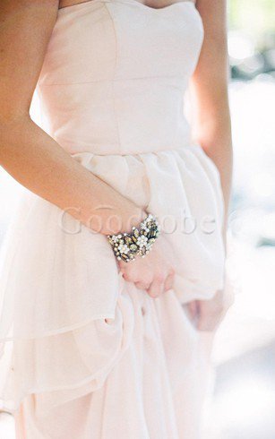 Robe de mariée avec gradins manche nulle en plage avec zip avec perle