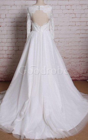 Robe de mariée naturel distinguee trou de serrure de traîne moyenne textile en tulle