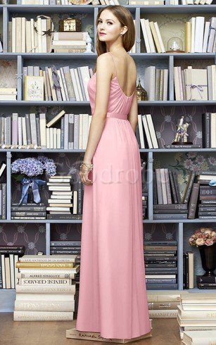 Robe demoiselle d'honneur longue en chiffon ceinture manche nulle avec perle