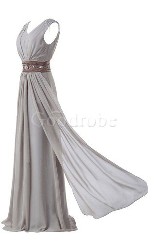 Robe mère de mariée ligne a manche nulle longueur au niveau de sol cordon avec perle