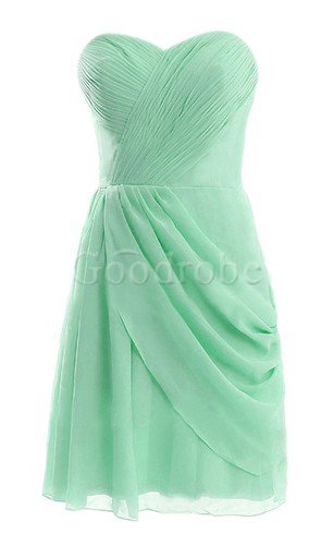 Robe demoiselle d'honneur naturel courte fermeutre eclair manche nulle en chiffon