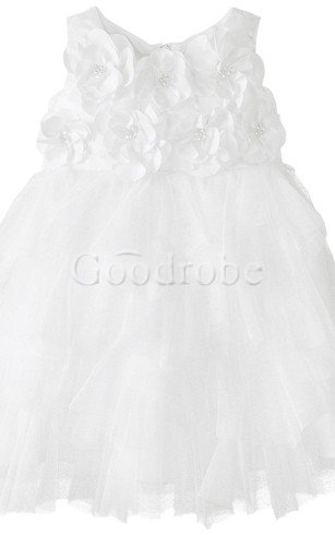 Robe de cortège enfant manche nulle textile en tulle avec nœud ligne a avec fleurs