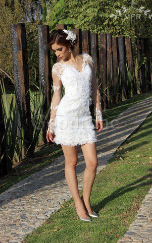 Robe de mariée bref intemporel boutonné collant avec manche longue