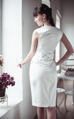 Robe de mariée naturel en satin avec sans manches avec zip collant