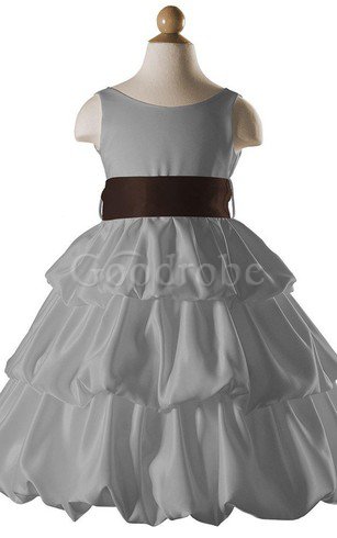 Robe de cortège enfant de lotus manche nulle ligne a encolure ronde