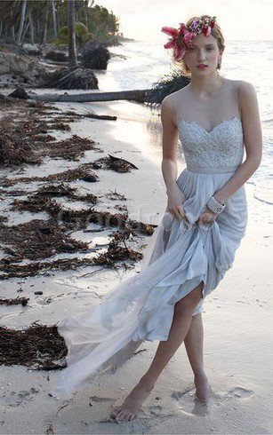 Robe de mariée nature simple avec chiffon fermeutre eclair a plage