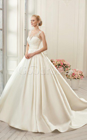 Robe de mariée delicat sans dos boutonné avec décoration dentelle de mode de bal