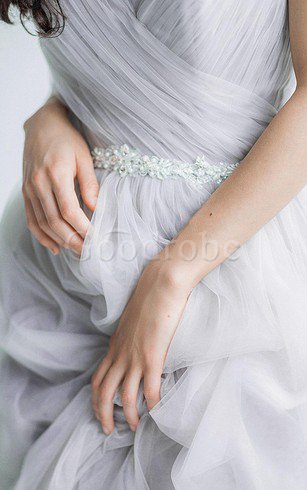 Robe de mariée luxueux en plage manche nulle avec perle d'epaule ajourée