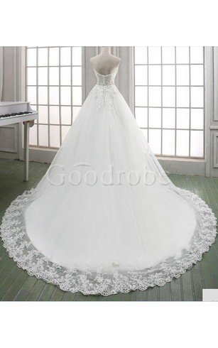 Robe de mariée appliques ligne a en organza en dentelle ceinture haut