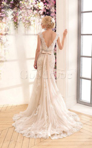 Robe de mariée charmeuse longue avec perle appliques avec manche épeules enveloppants