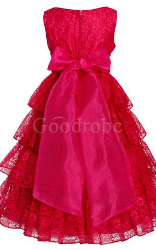 Robe de cortège enfant avec fleurs de mode de bal avec nœud avec zip encolure ronde