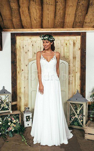 Robe de mariée vintage ligne a bandouliere spaghetti boutonné avec décoration dentelle