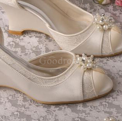 Chaussures de mariage tendance compensées taille réelle du talon 3.15 pouce (8cm) printemps eté