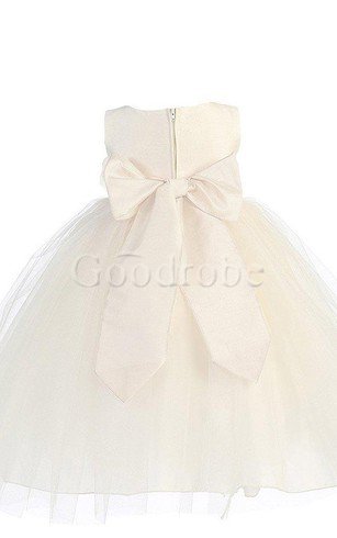 Robe de cortège enfant ligne a avec sans manches avec nœud à boucles avec fleurs