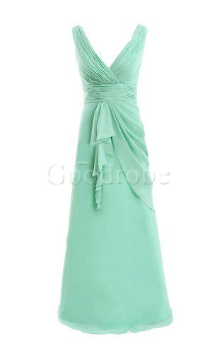 Robe demoiselle d'honneur naturel manche nulle avec zip jusqu'au sol en chiffon