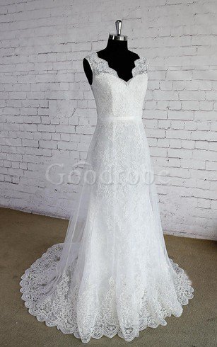 Robe de mariée attirent distinguee fermeutre eclair ligne a de col entaillé