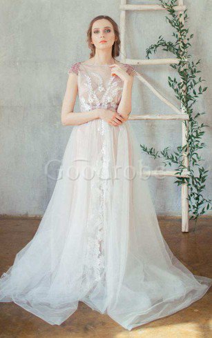 Robe de mariée facile classique boutonné appliques avec perle