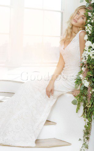 Robe de mariée luxueux intemporel v col profonde de col en v longueur au niveau de sol
