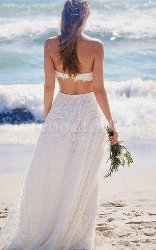 Robe de mariée facile plissage longueur au niveau de sol en dentelle avec sans manches