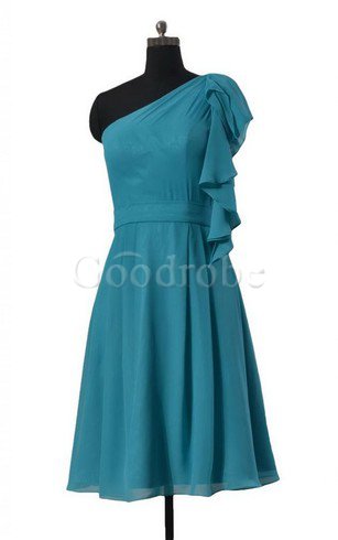 Robe demoiselle d'honneur naturel en chiffon ligne a manche nulle avec zip