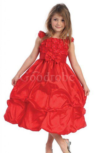 Robe de cortège enfant a-ligne manche nulle de lotus avec fleurs