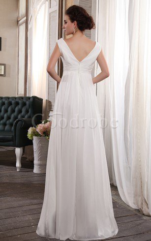 Robe de mariée classique nature manche nulle entrecroisé jusqu'au sol