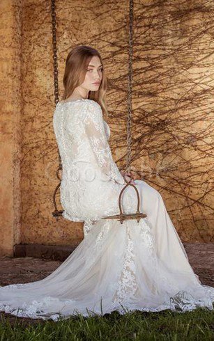 Robe de mariée sexy de traîne courte bucolique sans empire avec fronce