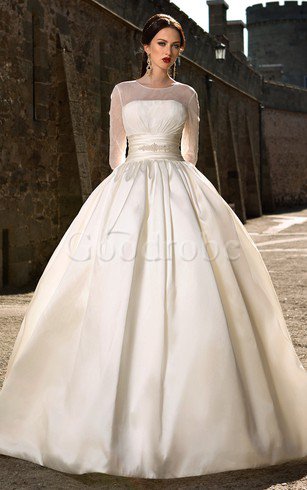 Robe de mariée romantique avec bouton ruché de traîne courte de mode de bal