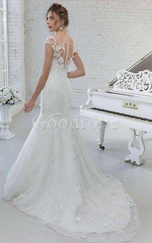 Robe de mariée romantique sexy v encolure avec manche épeules enveloppants avec fleurs