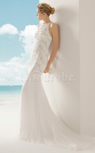Robe de mariée impressioé textile en tulle decoration en fleur de fourreau manche nulle