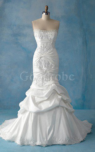 Robe de mariée elégant longueur au niveau de sol au drapée sans empire en taffetas