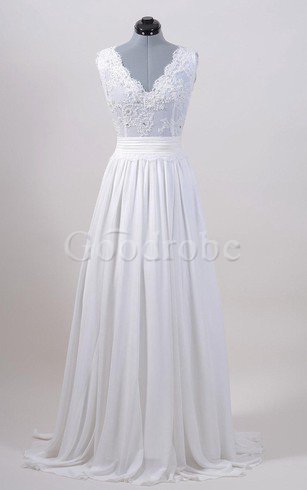 Robe de mariée festonné ceinture a plage avec chiffon avec nœud à boucles