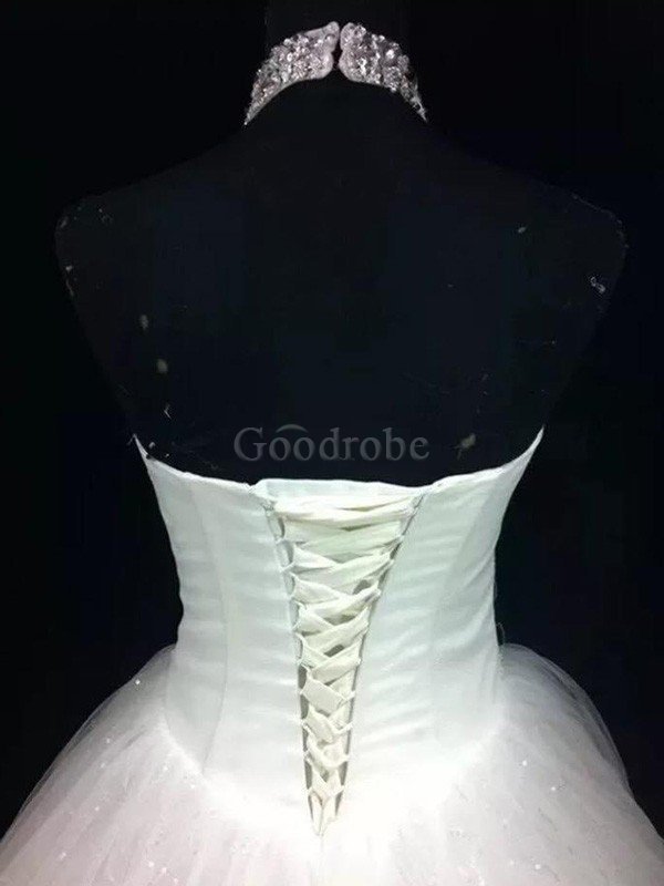 Robe de mariée distinctif en tissu pailleté cordon de mode de bal naturel