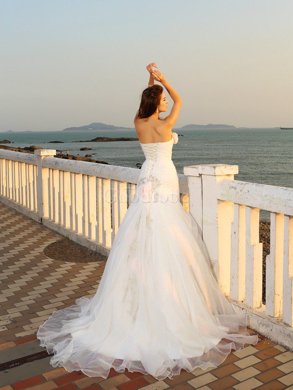 Robe de mariée longue de tour de ceinture empire cordon au bord de la mer de mode de bal