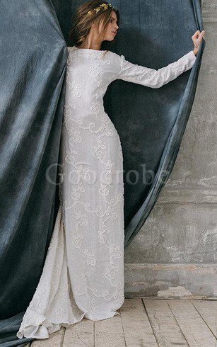 Robe de mariée vintage avec décoration dentelle appliques de fourreau jusqu'au sol