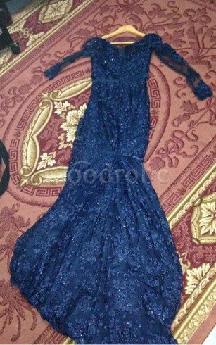 Robe de bal intemporel decoration en fleur de col en v avec manche longue en dentelle