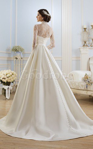Robe de mariée romantique plissage avec nœud à boucles en dentelle de mode de bal
