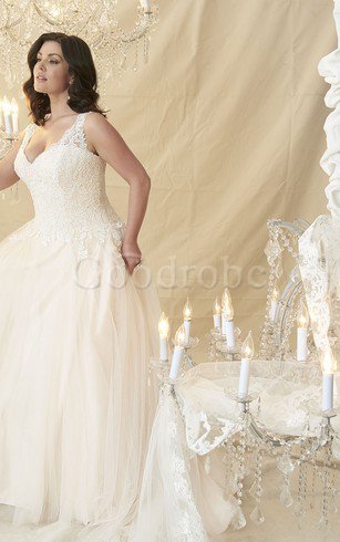 Robe de mariée en dentelle a-ligne de mode de bal manche nulle decoration en fleur