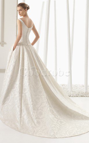 Robe de mariée chic a-ligne en chiffon avec zip grandes bretelles