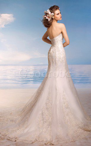 Robe de mariée sexy elégant naturel de sirène avec décoration dentelle
