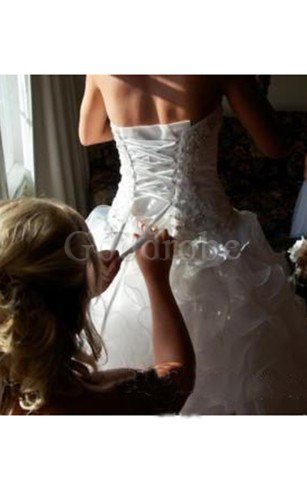 Robe de mariée avec cristal lache en organza avec sans manches avec perle