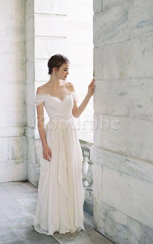 Robe de mariée luxueux croisade manche nulle avec chiffon longueur au ras du sol