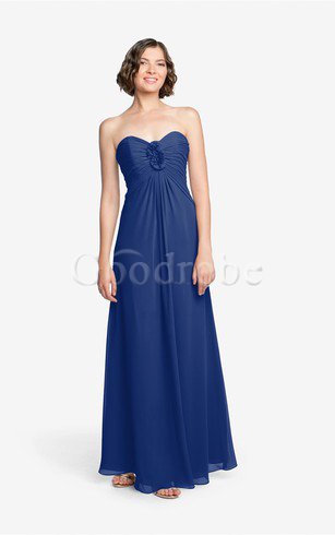 Robe demoiselle d'honneur jusqu'au sol de bustier ruché en chiffon