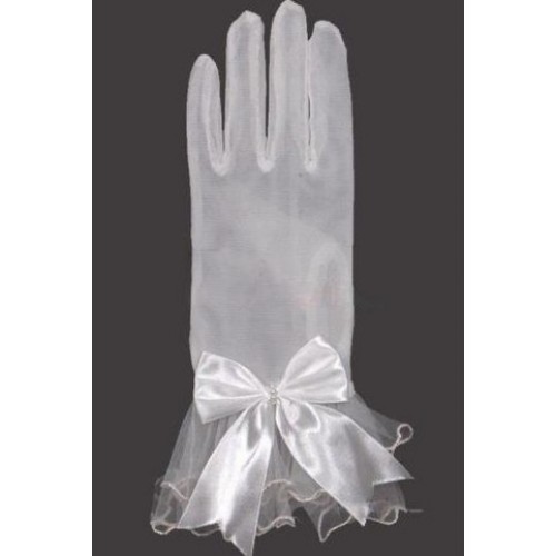 Brillant tulle avec bowknot blanc vintage | gants timeless mariée