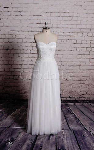 Robe de mariée textile en tulle avec zip col en forme de cœur manche nulle ligne a