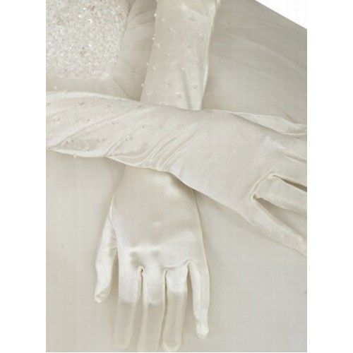 Fait main gants taffetas blanc vintage de mariée